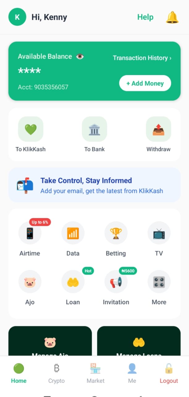 KlikKash dashboard